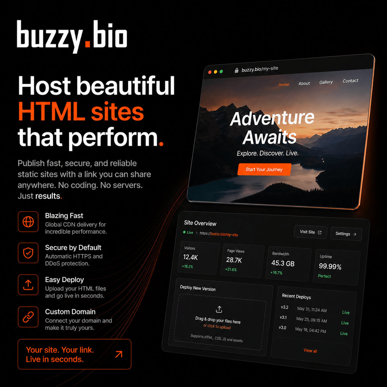 Screenshot of the app static sites hosting system