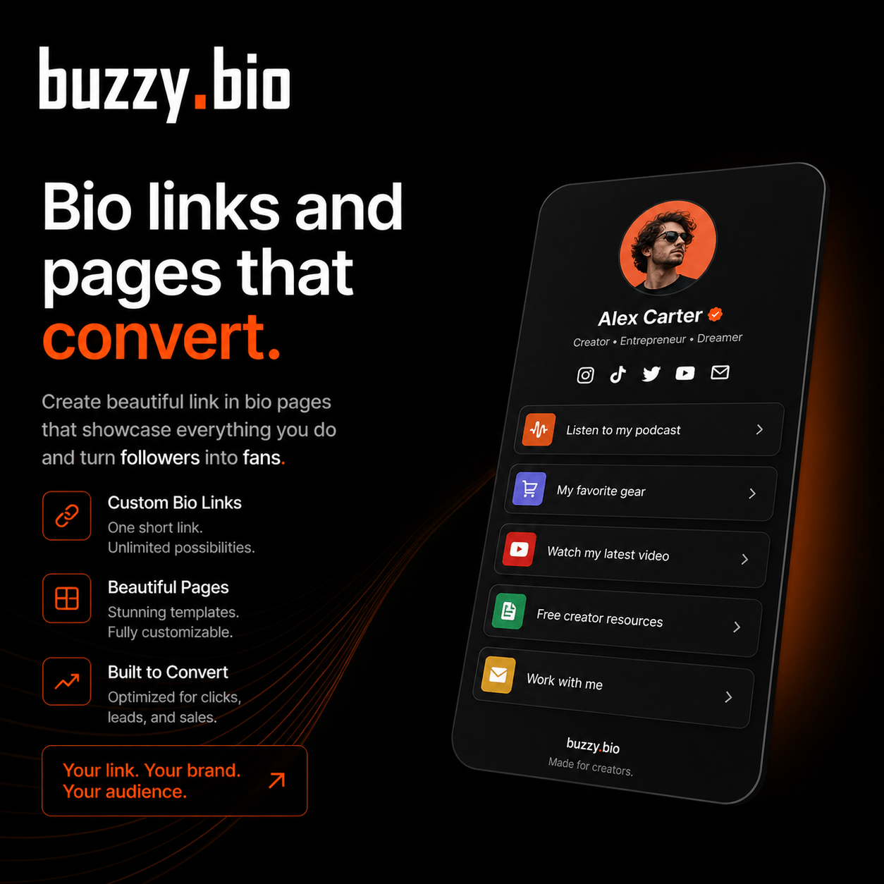 Screenshot of the app biolink editing page